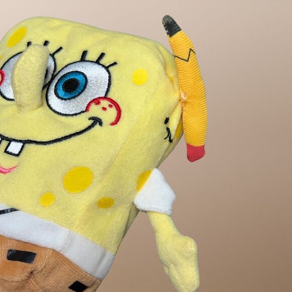 2010 Ty Beanie Babies Spongebob Squarpants Plush with Pencil - Picture 2 of 4